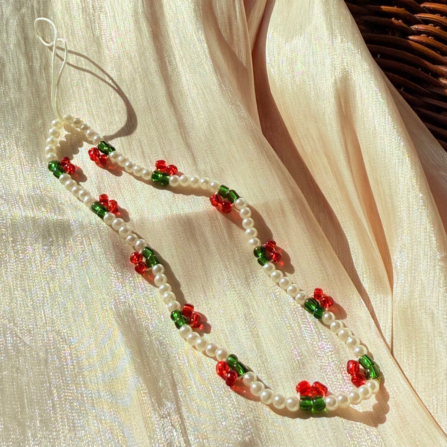Cherry Pearl Phone Charm Strap