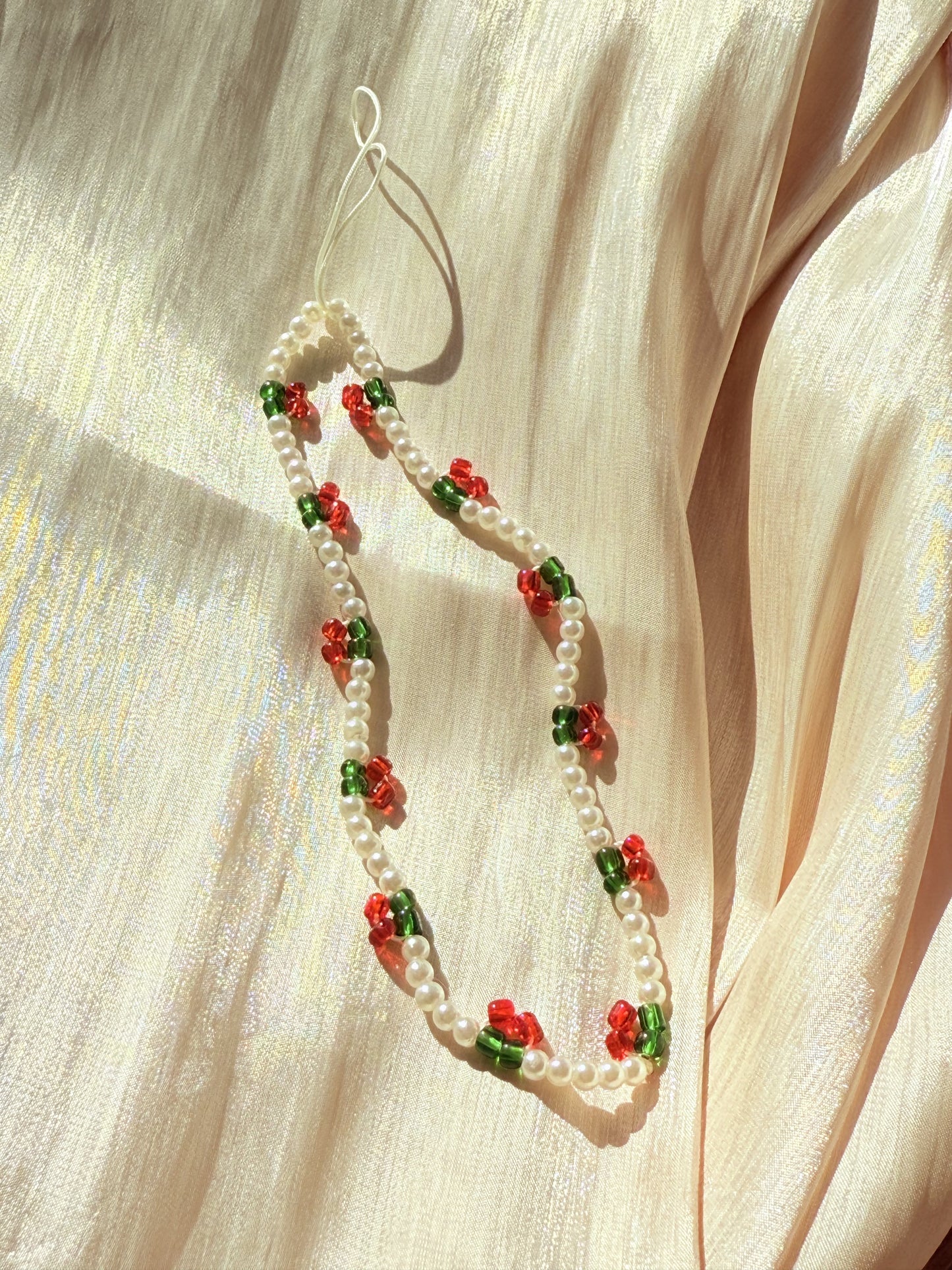 Cherry Pearl Phone Charm Strap