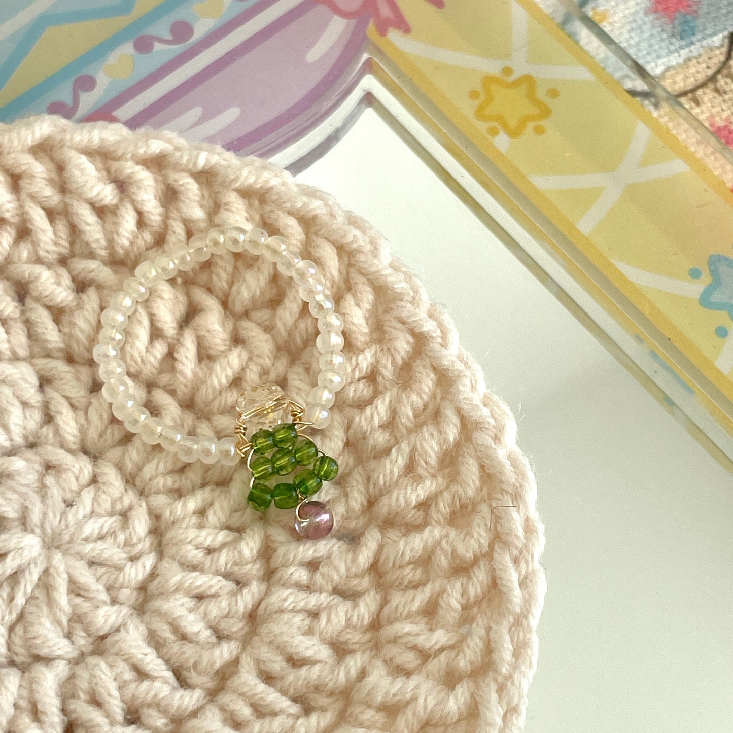 Christmas Tree Beaded Ring | Cute Adjustable Kawaii Jewelry in Multi Colors